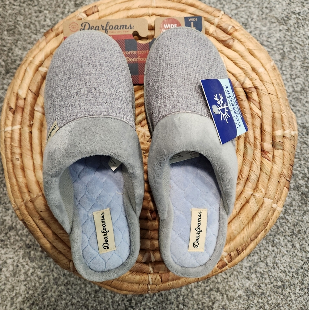 Dearfoams Gray Slippers (9-10W)